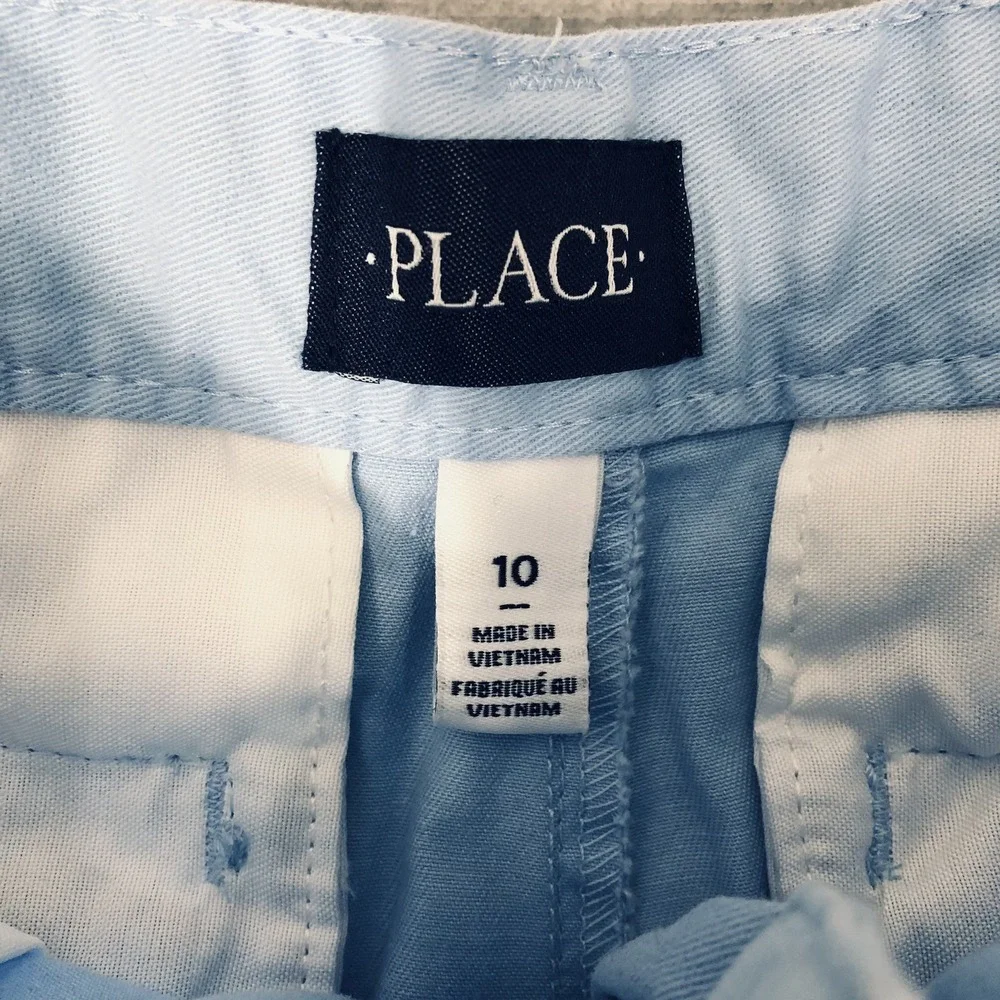 Children's Place Shorts Boys 10 Light Blue Chino Bermuda Kids Adjustable Waist